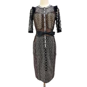 Anthropologie Beguile by Byron Lars Allusione Dress Black Lace Insert Sheath 0P